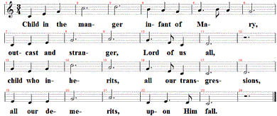 Child in the manger, Noten