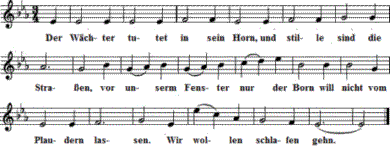 Der Wächter tutet in sein Horn, Noten