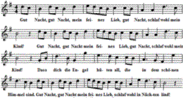 Gut Nacht, gut Nacht, mein feines Lieb, Noten