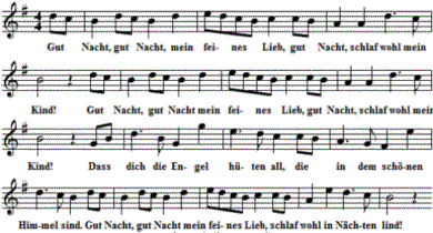 Gut Nacht, gut Nacht, mein feines Lieb, Noten