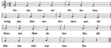 Guter, braver Nikolaus (Lieber, guter Nikolaus), Noten