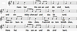Hans hat Hosen an, Noten