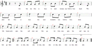 Ich bin ein Musikante, Noten