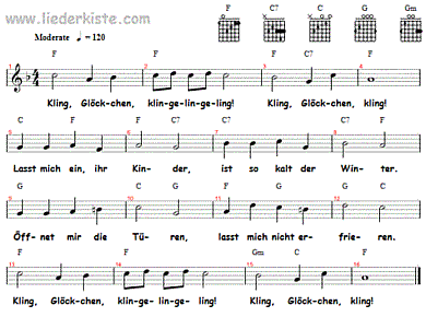 Kling Glöckchen kling, Noten