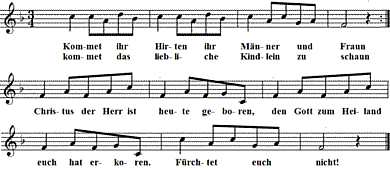 Kommet, ihr Hirten, Noten