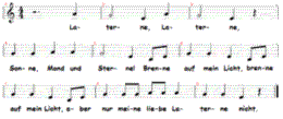 Laterne, Laterne, Sonne, Mond und Sterne, Noten