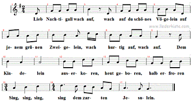 Lieb Nachtigall wach auf, Noten