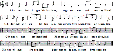 Lieber heiliger Nikolaus, Noten