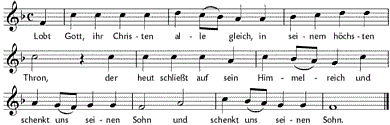 Lobt Gott, ihr Christen alle gleich, Noten
