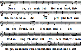 Nun ade, du mein lieb Heimatland, Noten