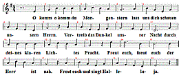 O komm, o komm, du Morgenstern, Noten