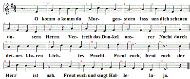 O komm, o komm, du Morgenstern, Noten