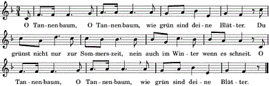 O Tannenbaum, O Tannenbaum, Noten
