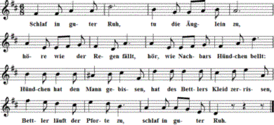 Gut Nacht, gut Nacht, mein feines Lieb, Noten