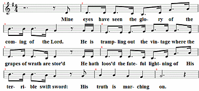 The Battle Hymn of the Republic, Noten