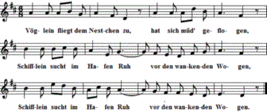 Vöglein fliegt dem Nestchen zu, Noten