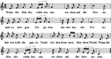 Wann die Kinder schlafen ein, Noten