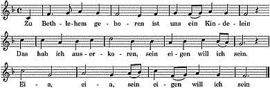 Zu Bethlehem geboren, Noten