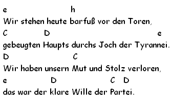 Wir stehen heute barfuß vor den Toren, Gitarrenakkorde