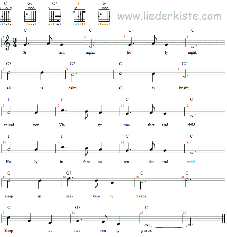 Silent night, Noten