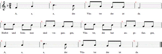 A a a, der Winter der ist da, Noten