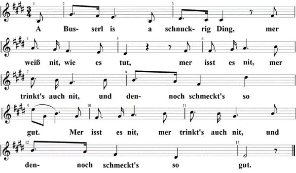 A Busserl is a schnuckrig Ding, Noten