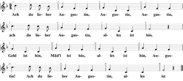 Ach du lieber Augustin, Noten