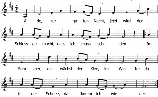 Ade, zur guten Nacht, Noten