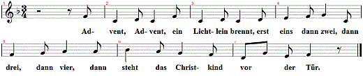 Advent, Advent, ein Lichtlein brennt | Liederkiste.com