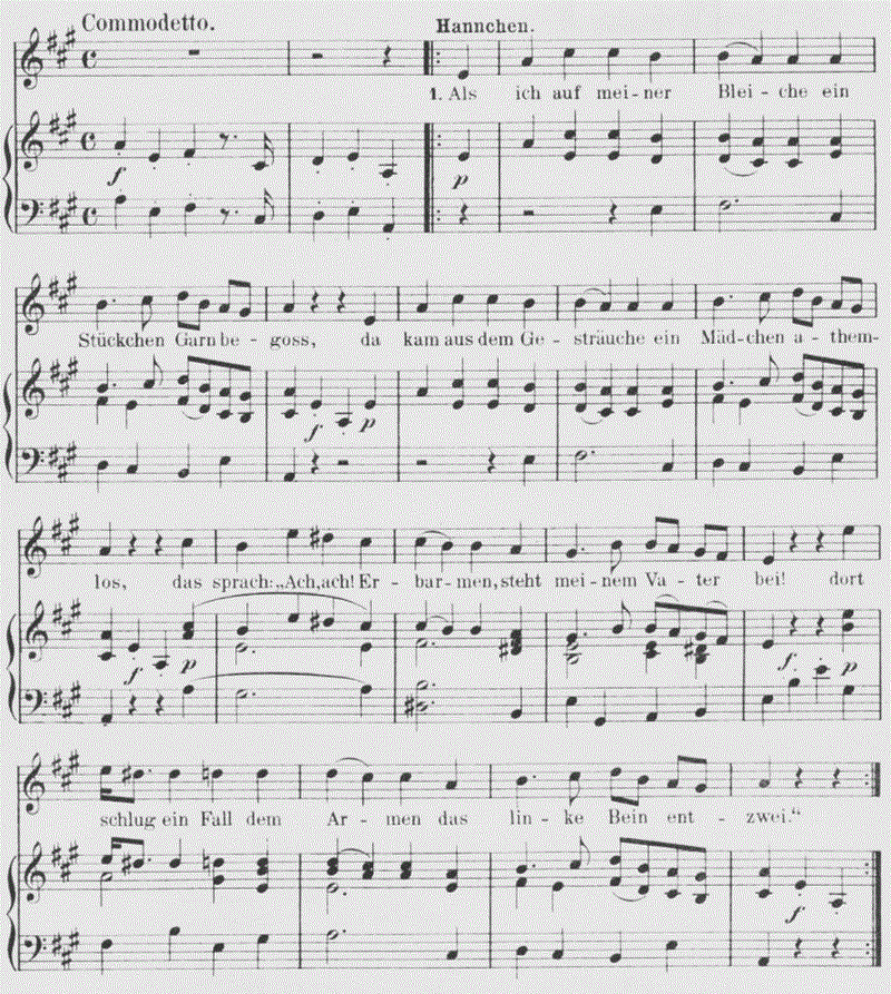 Als ich auf meiner Bleiche, Notenblatt für Gesang und Klavier