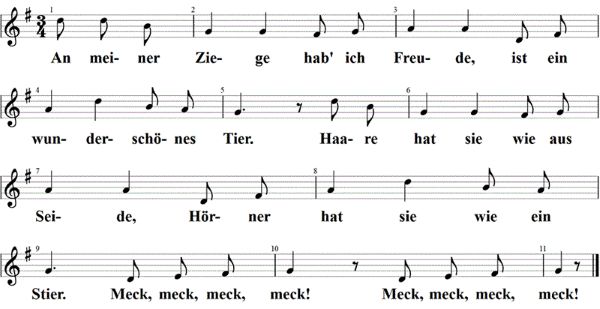 An meiner Ziege hab' ich Freude, Noten