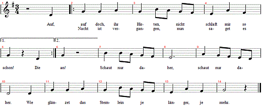 auf-auf-doch-ihr-hirten, Noten