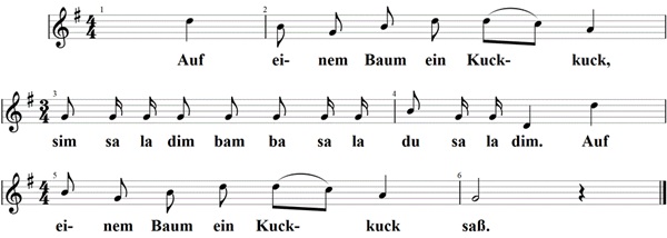 Auf einem Baum ein Kuckuck saß, Noten