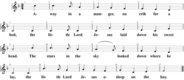 Away in a manger, Version Mueller, Noten