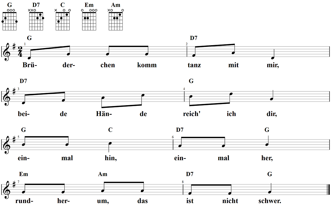 Brüderchen komm tanz mit mir, Noten