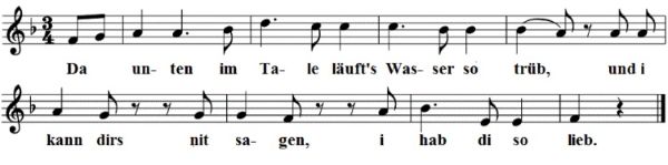 Da unten im Tale, Noten