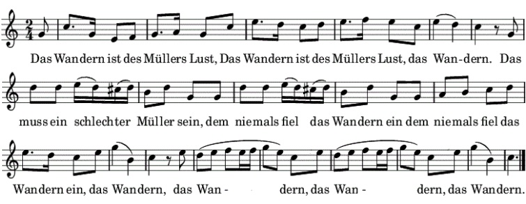 Das Wandern ist des Müllers Lust, Noten