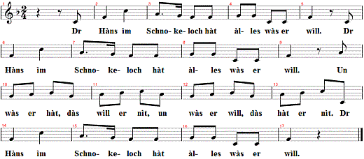 der-hans-im-schnokeloch, Noten