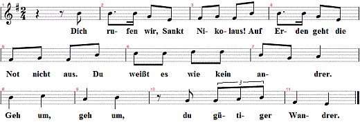 Dich rufen wir, Sankt Nikolaus, Noten