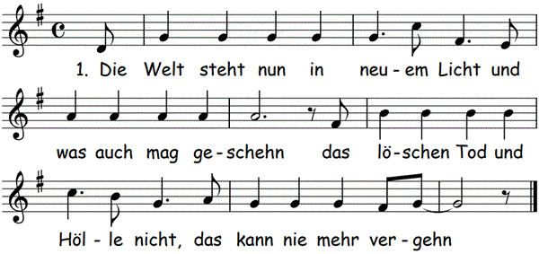 Die Welt steht nun im neuen Licht, Noten