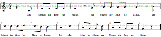 ein-schneider-fing-ne-maus, Noten