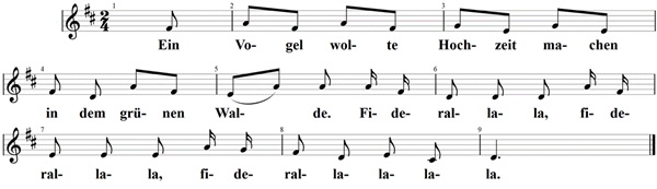 Ein Vogel wollte Hochzeit machen, Noten