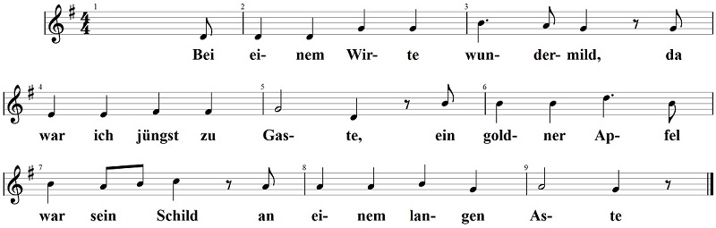 Bei einem Wirte Wundermild, Gersabach, Noten