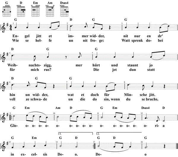 Engel jitt et immer widder, Noten