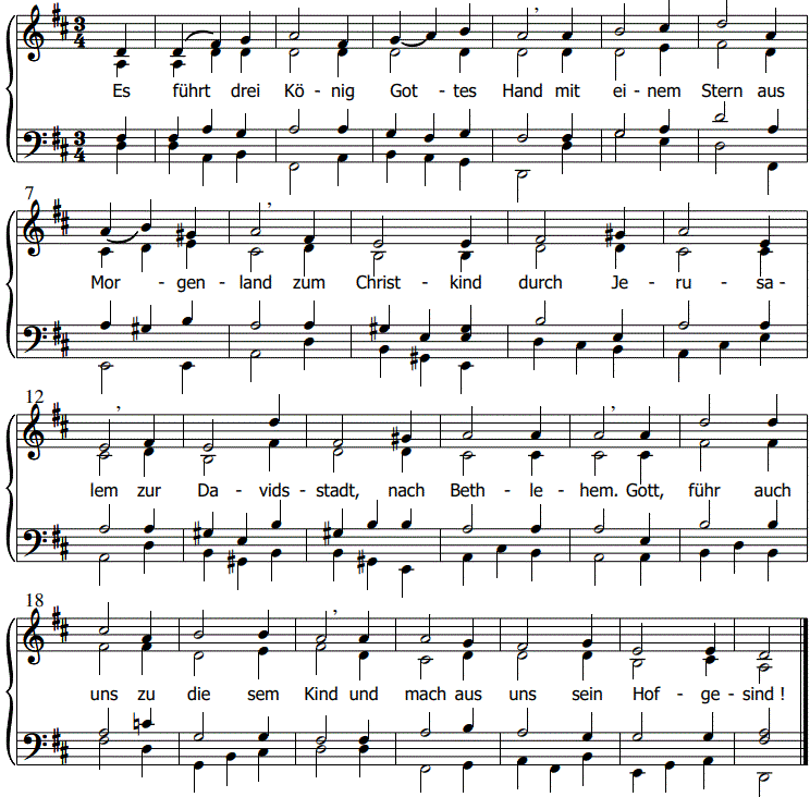 Es führt drei König Gottes Hand, Orgelsatz