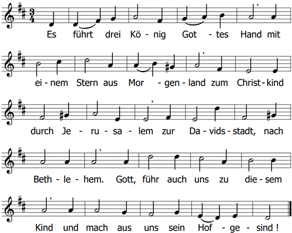 Es führt drei König Gottes Hand, Noten