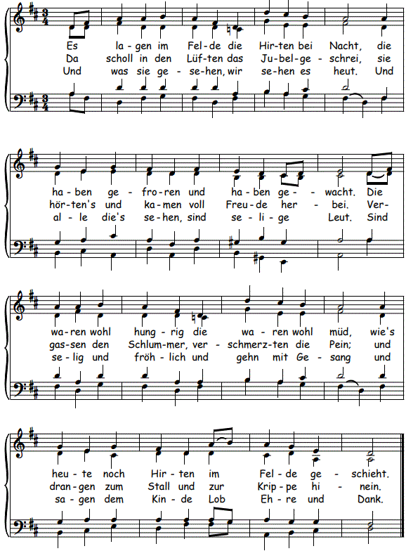 Es lagen im Felde die Hirten, Chorblatt SATB