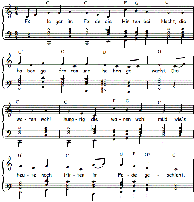 Es lagen im Felde die Hirten, Orgelsatz