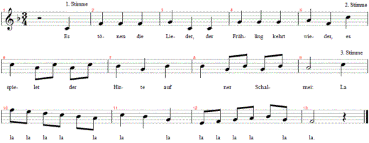 es-toenen-die-lieder, Noten