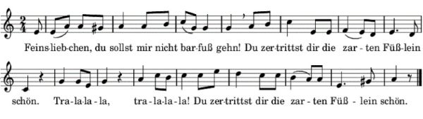 Feinsliebchen, du sollst mir nicht barfuß gehn, Noten